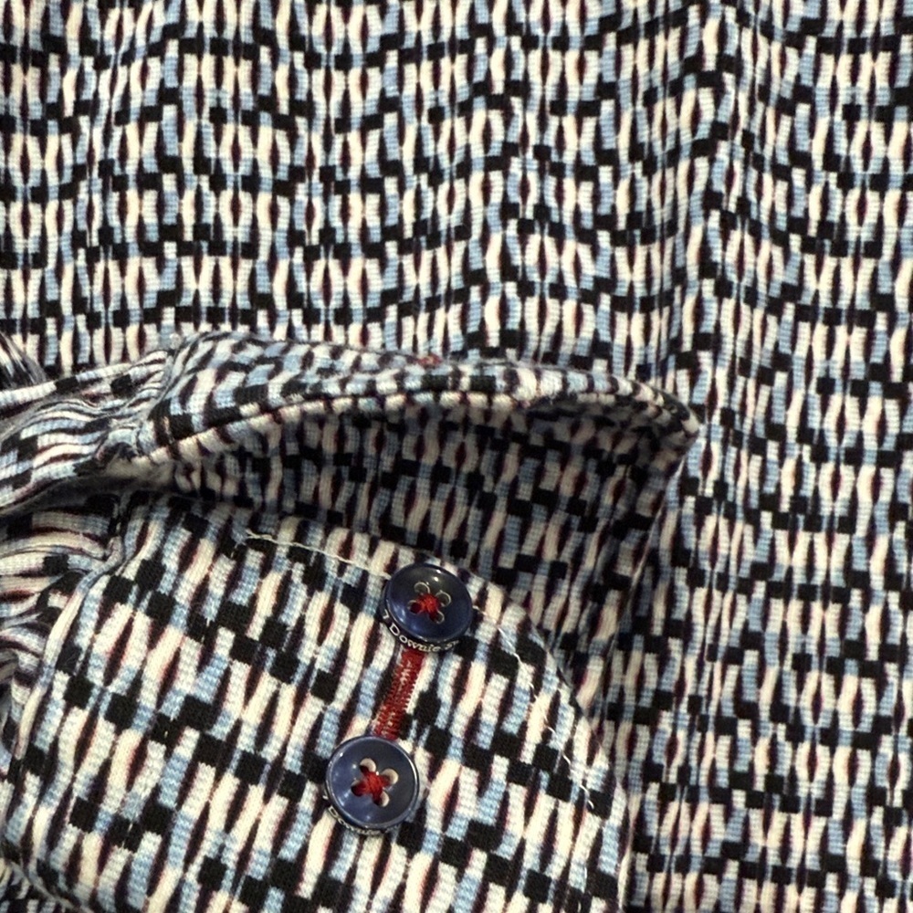 7 Downie St coutre London blue and White Button-Up Shirt sz m - Picture 3 of 6